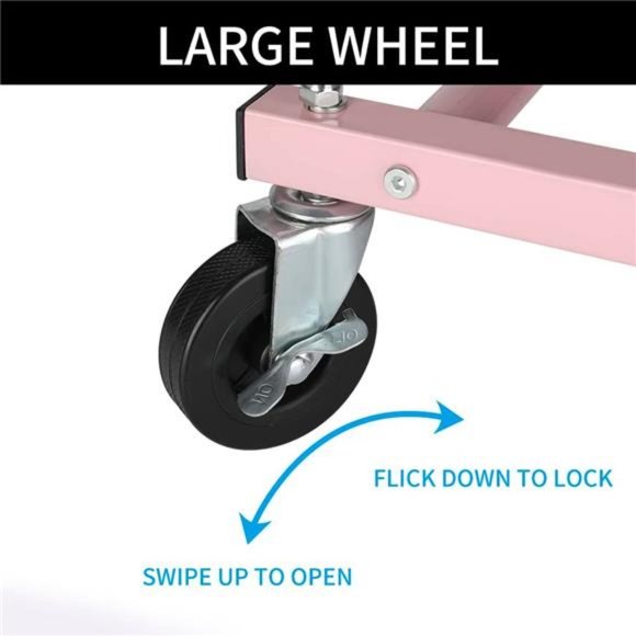 Standard Rod Simple Rolling Clothing Garment Rack, Metal Clothes Organizer, Pink - Picture 5 of 6